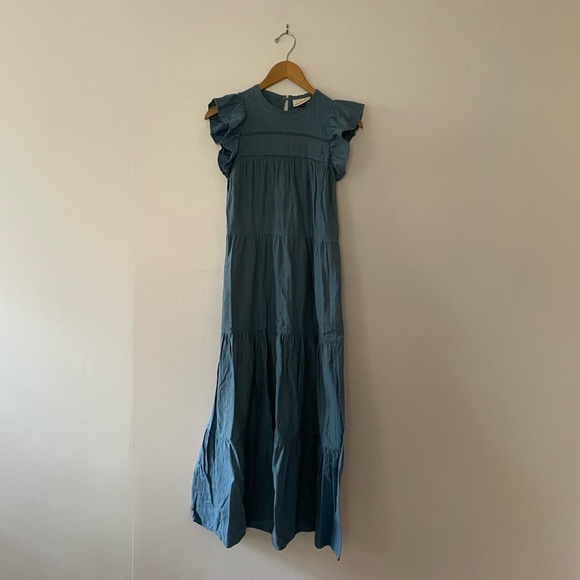 CONSIGNED - Blue Peasant Maxi Dress - Picture 3 of 4